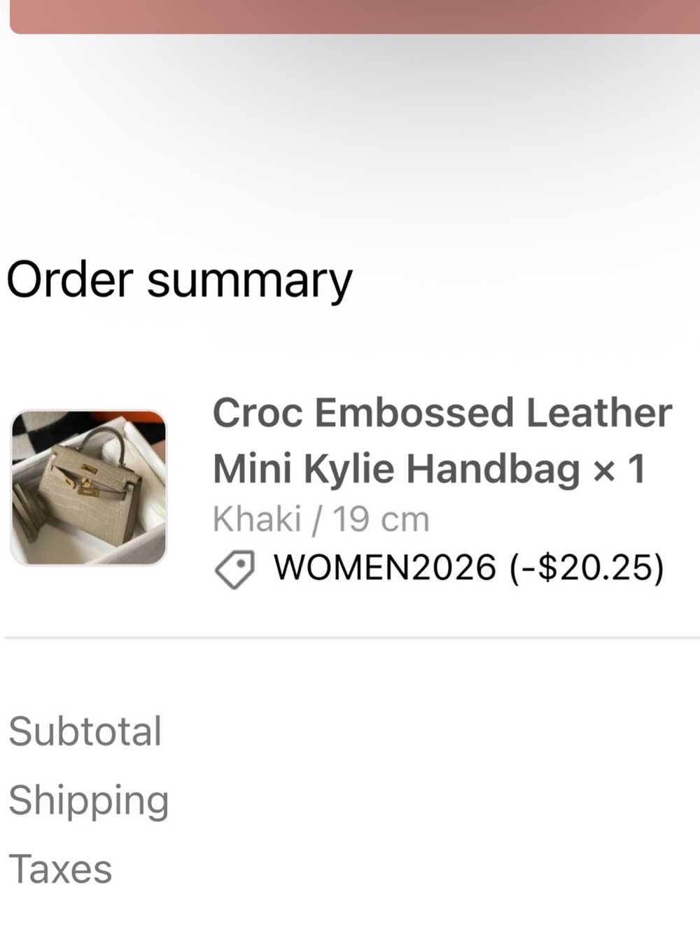 Taupe Croc-Embossed Top Handle Bag with Gold Hardware - Picture 9 of 12